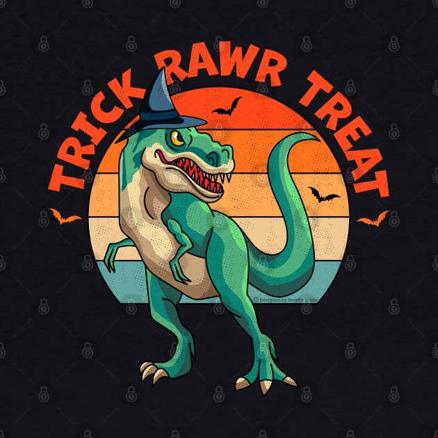 Trick Rawr Treat Witch Halloween Dinosaur by OrangeMonkeyArt